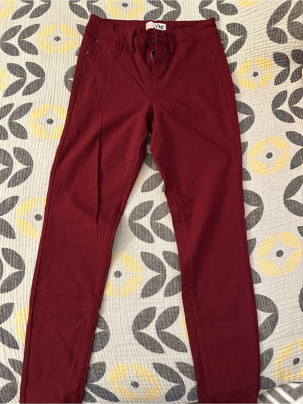YMI Burgundy High-Rise Skinny Ankle Pants - Picture 5 of 10